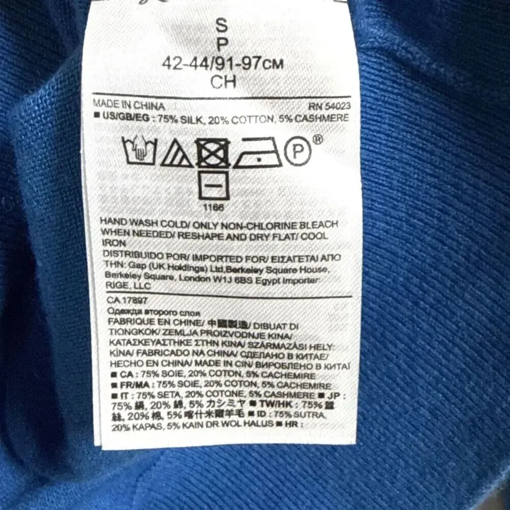 Banana Republic Men's Luxury Blend Blue V-Neck Sweater Silk Cashmere Blend Small